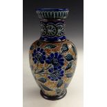A Doulton Lambeth stoneware baluster vase, decorated by George Hugo Tabor,