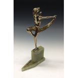 Josef Lorenzl (1892 - 1950), a silvered bronze, of an Art Deco Dancer, signed,