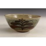 David Leach (1911-2005) - a  Lowerdown Pottery bowl, decorated with a temoke weeping leaves,