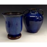 A Denby Danesby Ware Elton  shape two-handled Electric Blue  ovoid vase, 24.