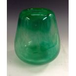 A King's Lynn tapering ovoid vase, cased green glass in clear, 15cm high, c.