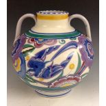 A Poole Carter Stabler Adams Bluebird pattern two-handled ovoid vase,