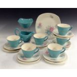 A Midwinter Stylecraft Fashion Shape Quite Contrary pattern tea set printed with stylised