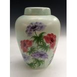 An unusually large Elizabeth Radford ovoid ginger jar and cover,