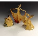 A Wade figure of a dancing lady, Pavlova, designed by Jessie Van Hallen, 23cm high, printed mark, c.