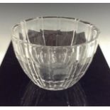 A Keith Murray for Stevens and Williams 'Royal Brierley' clear glass bowl, panel cut sides,