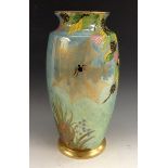 A Carlton Ware Spider Web vase, printed and painted with spider, web,