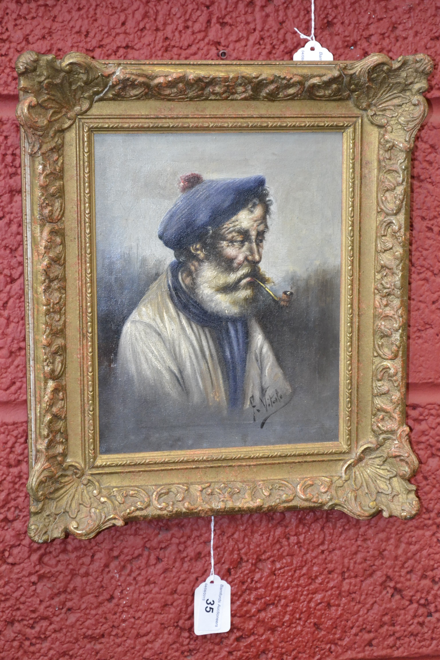 Ferruccio Vitale (1875-1933) 
The Somnolent Smoker,
signed, oil on canvas,