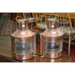 A pair copper ship's lanterns,