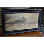 F.Walters (early 20th century)
Winter Scene, Sheep Grazing
signed, oil on canvas, 19cm x 39.