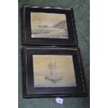 A pair of Japanese silk pictures,