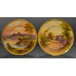 A Royal Worcester shaped circular plate, painted by R Rushton, signed, with Windsor Castle,