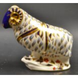A Royal Crown Derby paperweight of a ram,