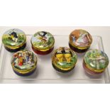 A set of six Royal Doulton Alice in Wonderland limited edition enamelled pill boxes (6)