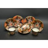 A Derby Samson and Hancock Imari palette cups, saucers and side plates.