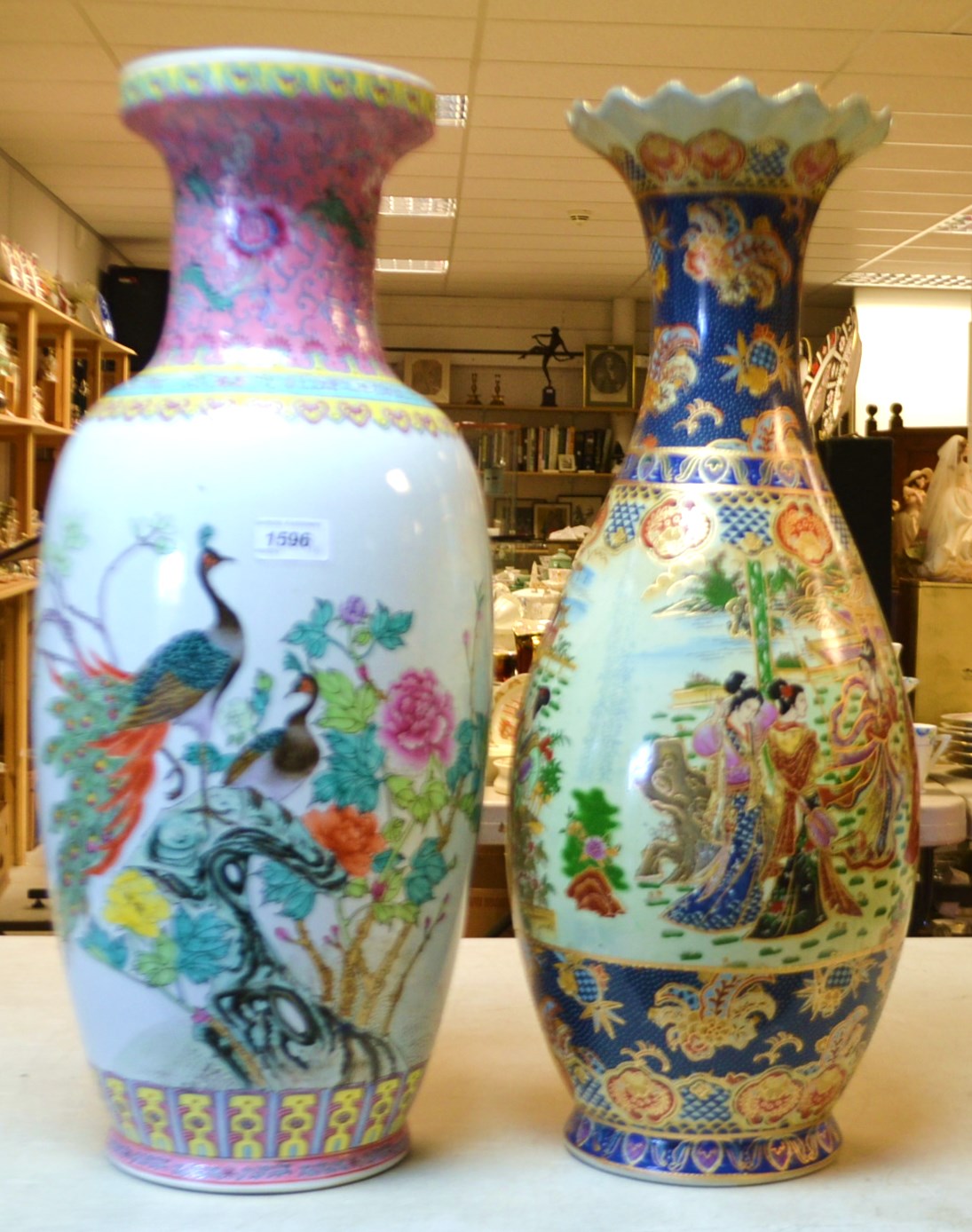 A large 20th century Satsuma vase; another,