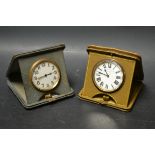 A Goldsmiths and Silversmiths 8 day leather cased travel clock;