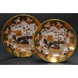 A pair of Spode Imari plates, decorated with zig zag fence and foliage, 20cm diam, pattern no.