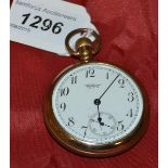 A gold plated top wind, 17 jewel, pocket watch, Waltham U.S.A.