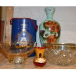 A Beus Princess Eugenie commemorative Whisky decanter with contents; a Victorian glass vase;