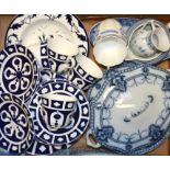 Tableware - a Royal Crown Derby blue and white unfinished seconds part service;