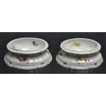 A pair of Volkstedt oval trencher salts, decorated with floral sprigs, moulded banded borders, 9.