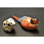 A Royal Crown Derby paperweight, Pheasant; another, Harvest mouse,