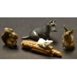 A Royal Copenhagen pottery model seated scottie terrier , 3162; others rabbit 1019, squirell 982,