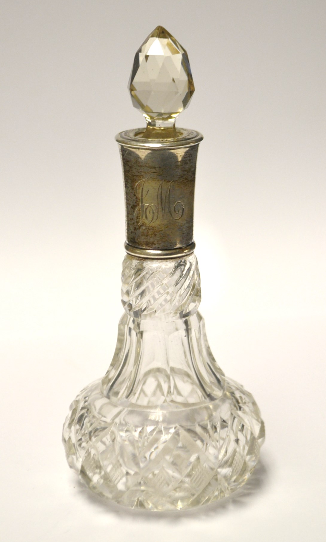 A cut glass scent bottle with silver mount, Chester,