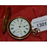 A Regina American Waltham gold plated hunter pocket watch