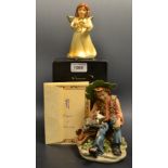 A Goebel windup figure of a fairy that play's the twelve days of Christmas;