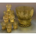 A Continental flashed glass punch set, probably German,