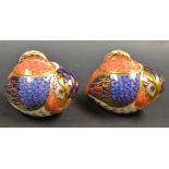 A pair of Royal Crown Derby quail sugar bowls,