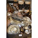 Metalware - silver plate; brass; candlesticks; baskets; tea ware;