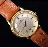 Maurice Lacroix - a gold plated 6332 dress watch, textured silvered dial, Roman numerals,
