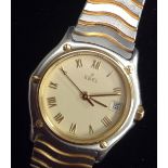 Ebel - a lady's stainless steel and gold plated centre seconds quartz bracelet watch Ref 183908,