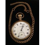 Railway Interest - a Vertex open face gold plated pocket watch, white enamelled dial,