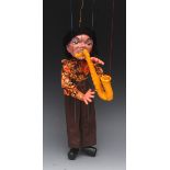 SL Pop Group Sax Player - Pelham Puppets SL Range, moulded  head,  black hair, painted features,