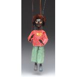 SS Golliwog  - Pelham Puppets SS Range, wooden ball head, faux fur hair, painted features,