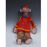 Vent Monkey - Pelham Puppets Vent Range, red cap on a moulded head with brown fur,