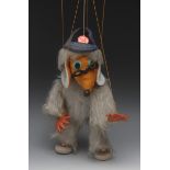 Wellington, from the Wombles - Pelham Puppets  brown felt face,  green and black felt eyes,