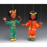 Jumpette Indian Boy and Indian Girl - Pelham Puppets Jumpette Range, small round wooden heads,