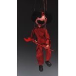 SM Devil - Pelham Puppets SM Range, black lambs wool hair and moustache, painted features, red eyes,