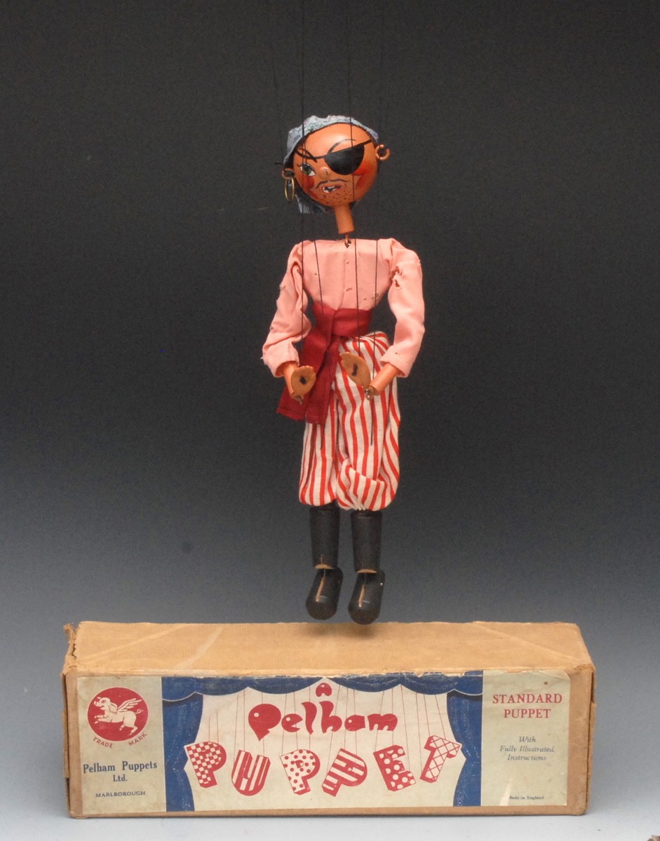 SS Pirate Man - Pelham Puppets SS Range, wooden ball head, brown cloth hair, painted features,