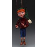 SL Twizzel - very rare, Pelham Puppets SL Range, moulded hollow head, orange wool hair,