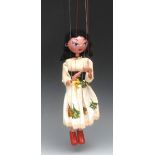 SS Mitzi- Pelham Puppets SS Range, wooden ball head, black hair, painted features, blue eyes,