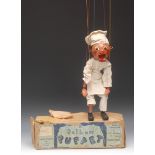 SM Chef - very rare, Pelham Puppets SM Range, large round wooden head with painted features,