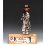 SS Queen - Pelham Puppets SS Range, wooden ball head, black  hair, with crown,  painted features,