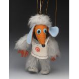 Tomsk, from the Wombles - Pelham Puppets,  brown felt face with blue and black felt eyes,