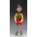 SS Tyrolean Boy - Pelham Puppets SS Range, wooden ball head, black felt hair, painted features,